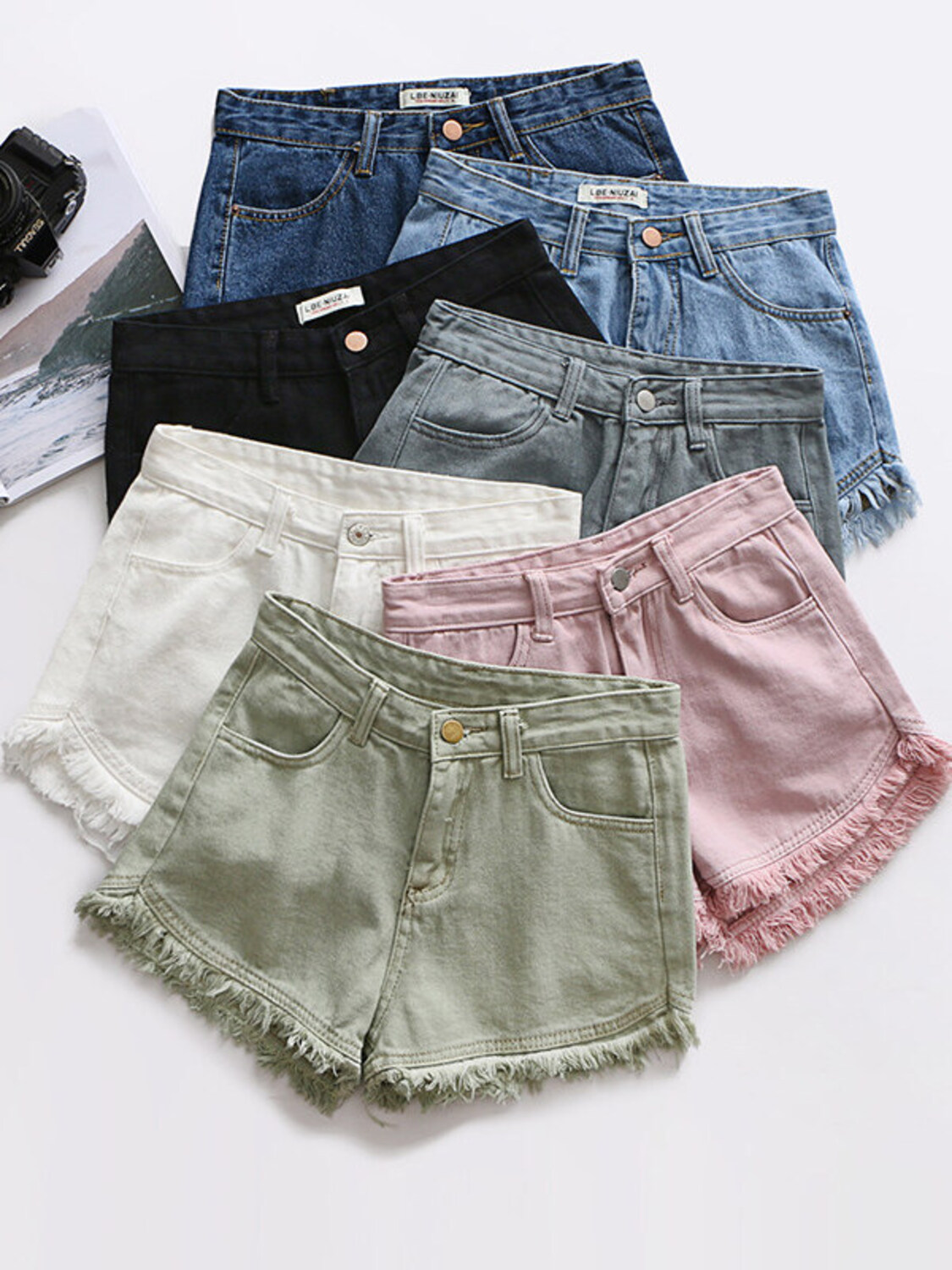 Women's High Waist Denim Short - Shorts Denim Frayed recension och pris