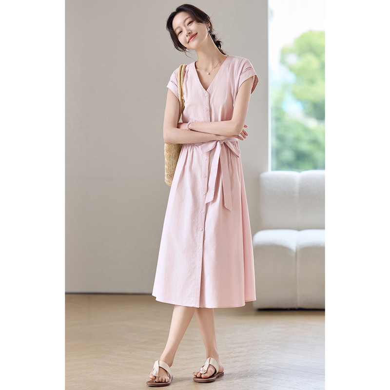 SENTUBILA Women's Midi Pink Dr - Linen Dress Wrap recension och pris
