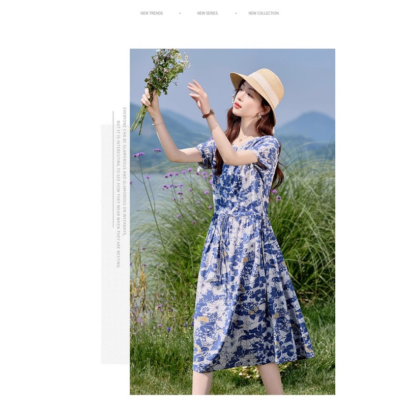 Women's Summer Linen Blend Flo - Midi Skirt Floral recension och pris