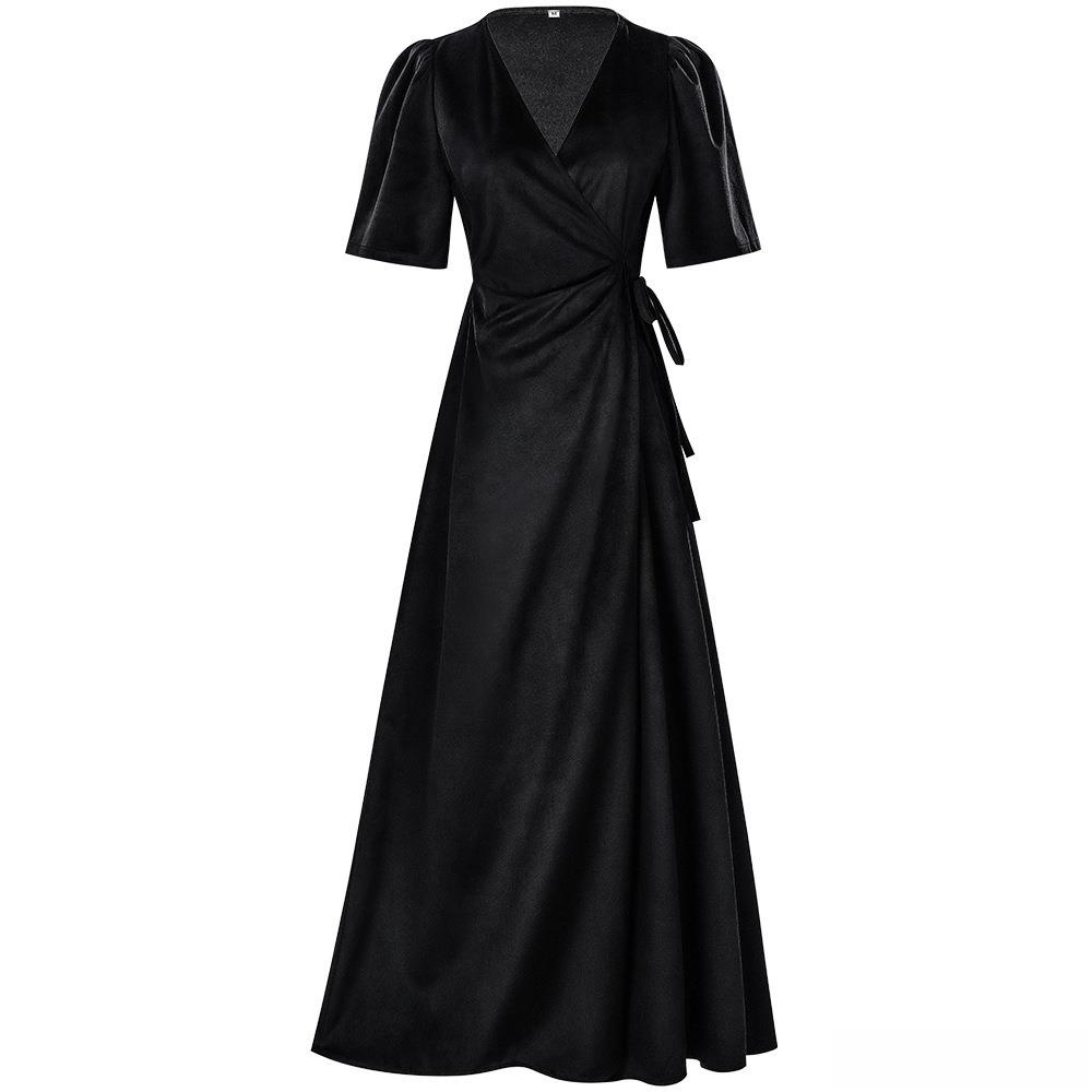 Ladies Long V-Neck Wrap Slim P - Linen Dress Wrap recension och pris