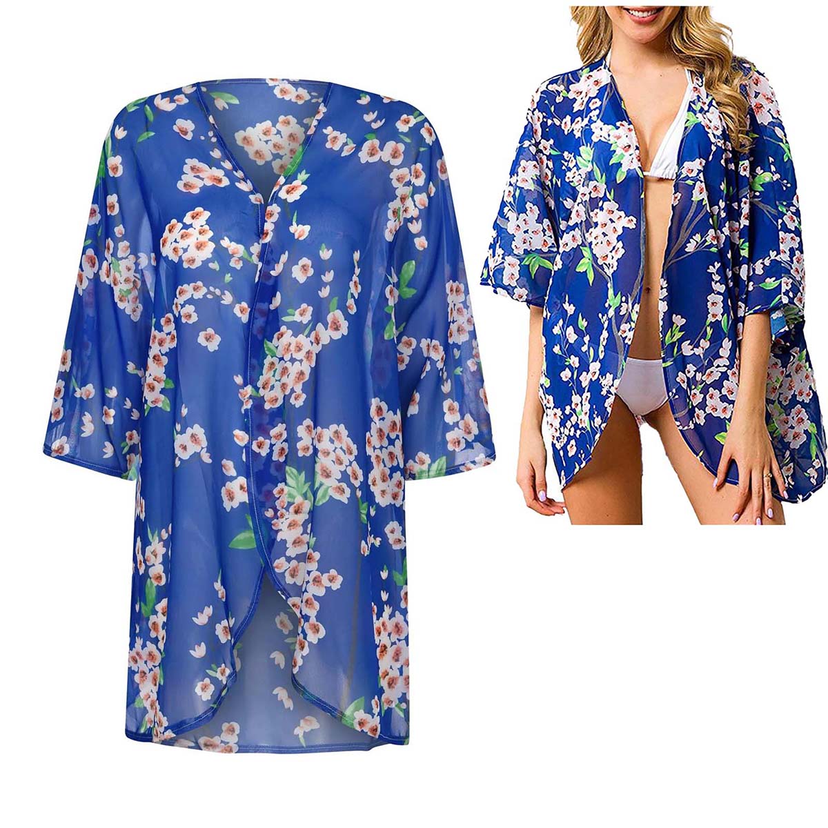 Women's Loose Sheer Chiffon Ki - Kimono Sheer Floral recension och pris