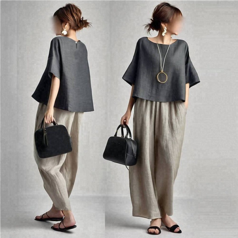 Two Pieces Women Pant Sets Sol - Linen Pant Wide recension och pris