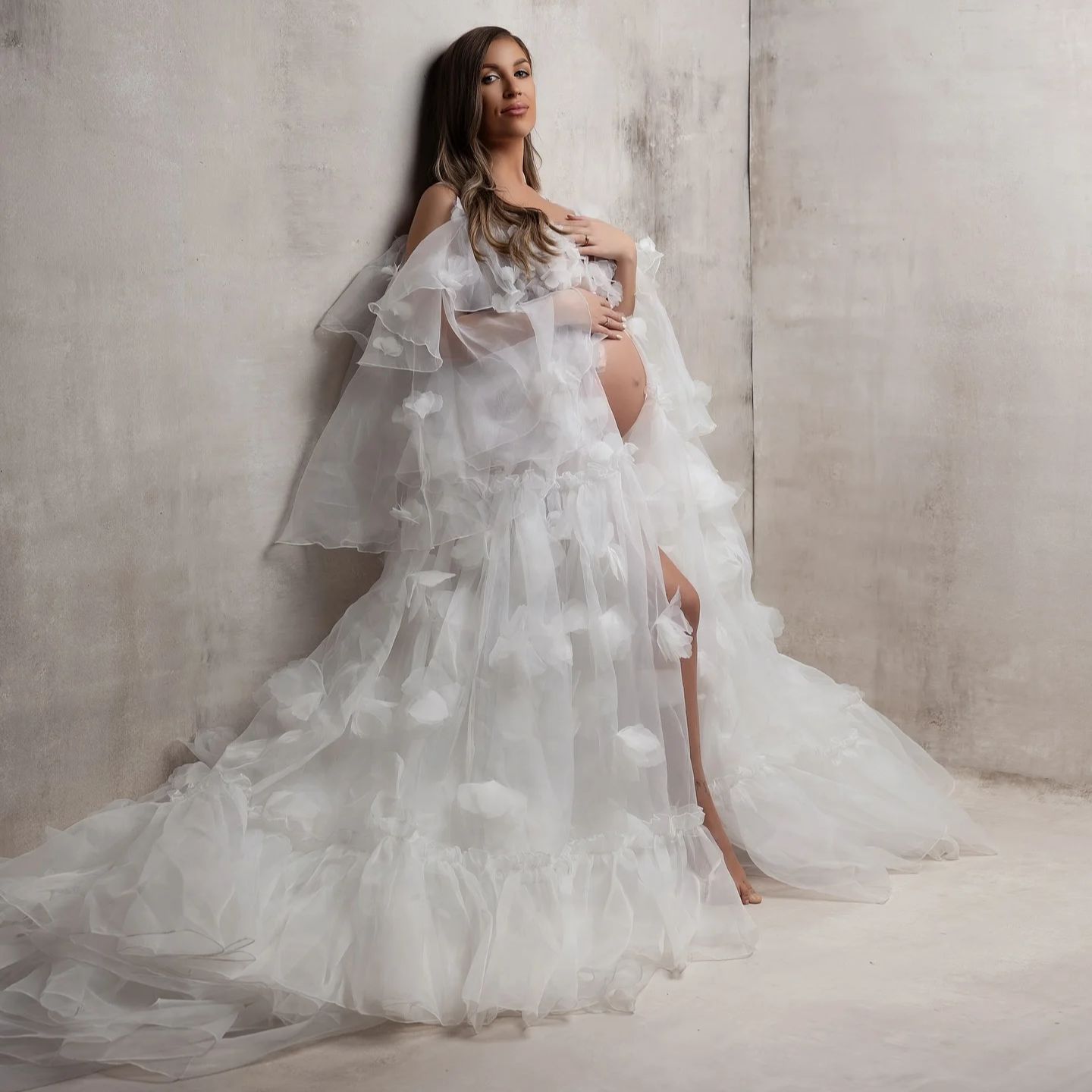 White Floral Tulle Bridal Wrap - Kimono Sheer Floral recension och pris