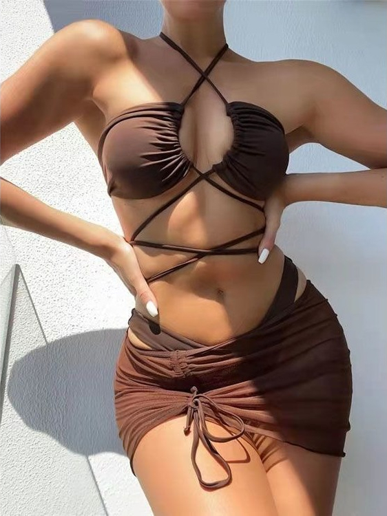 Ladies High Waist Split Bikini - Swimsuit Bikini Ruched recension och pris