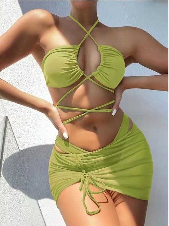 Ladies High Waist Split Bikini - Swimsuit Bikini Ruched recension och pris