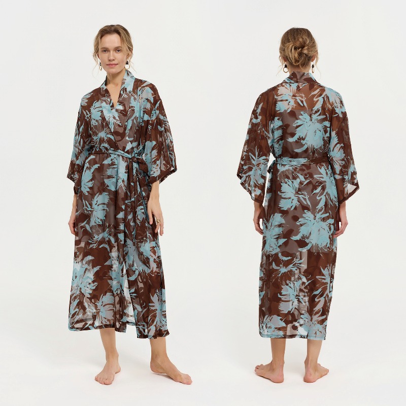 Women Black White Ink Floral S - Kimono Sheer Floral recension och pris