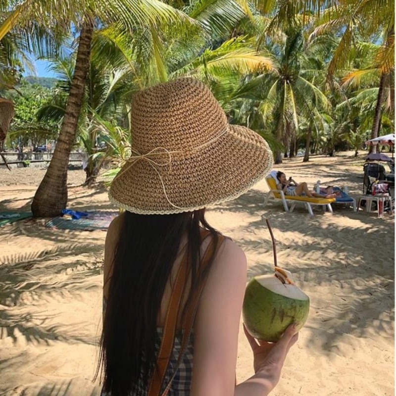1pc Women's Summer Beach Straw - Hat Floppy Wide recension och pris