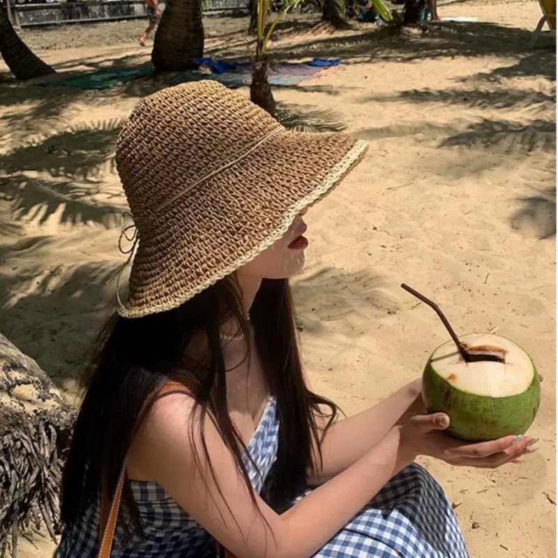 1pc Women's Summer Beach Straw - Hat Floppy Wide recension och pris