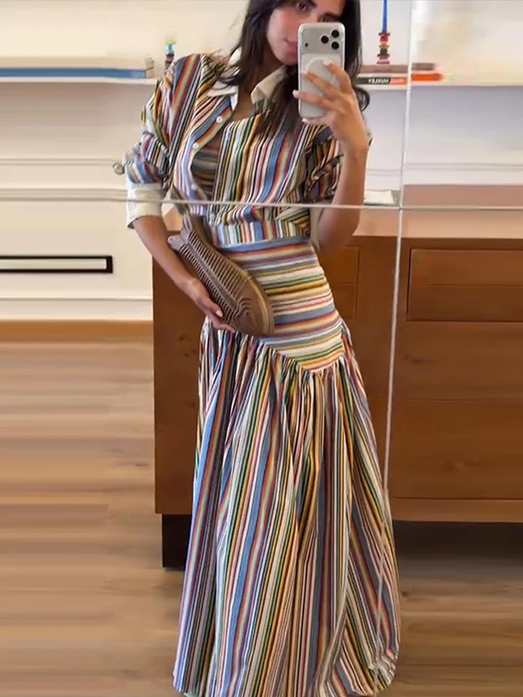 Boho Colorful Stripe Shirt Max - Maxi Dress Halter recension och pris
