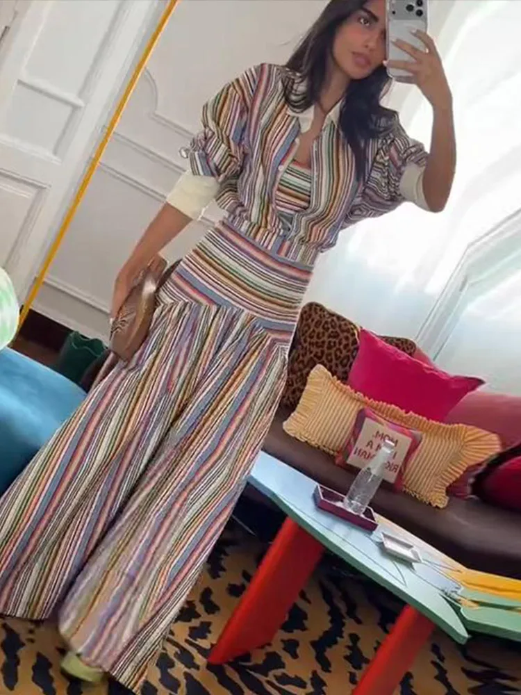 Boho Colorful Stripe Shirt Max - Maxi Dress Halter recension och pris