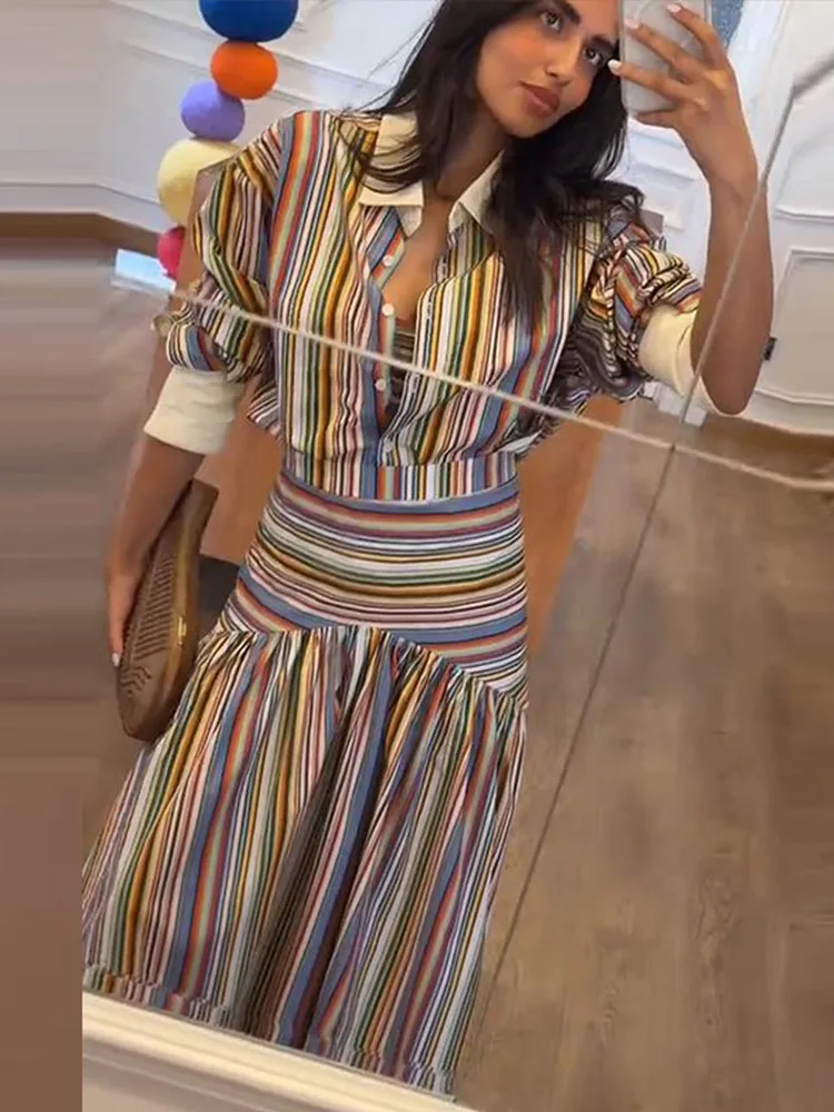 Boho Colorful Stripe Shirt Max - Maxi Dress Halter recension och pris