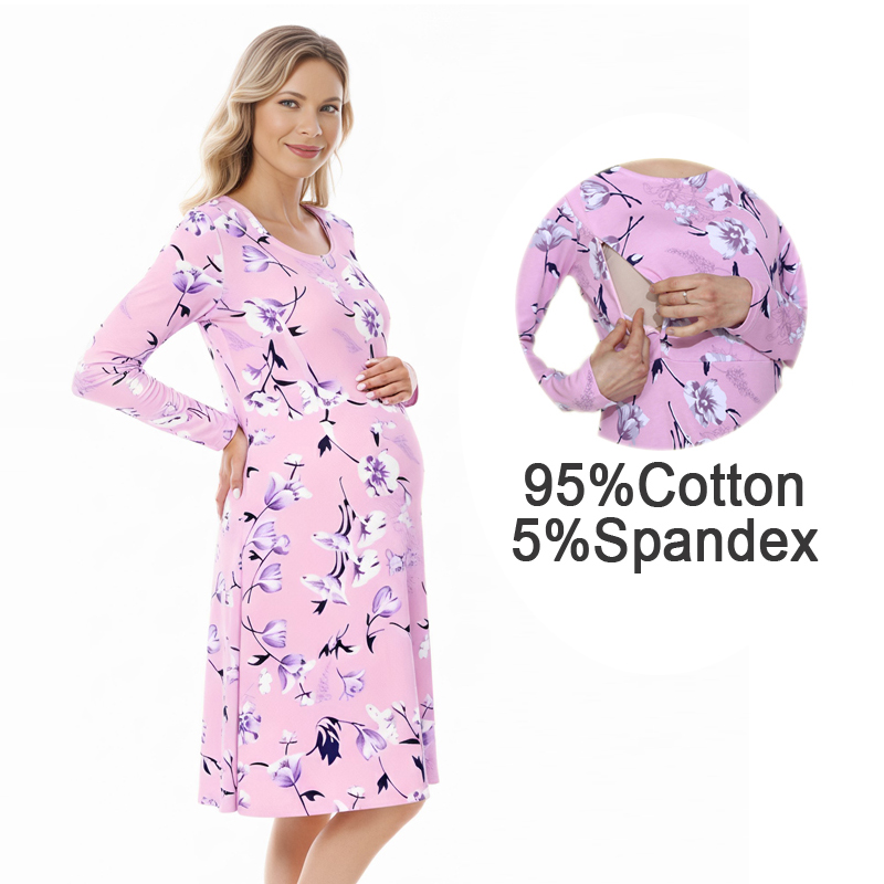 Floral Nursing Maternity Dress - Midi Skirt Floral recension och pris